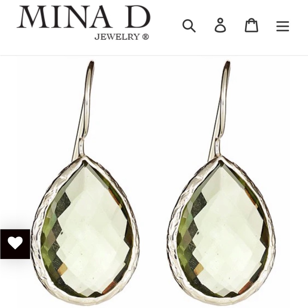 Green Quartz Dangling Earrings Sterling Silver